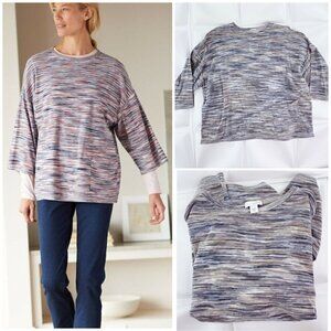 Pure Jill J Jill Sz XS Blue Blurred Striped Pocket Sweater Pocket Women Oversize